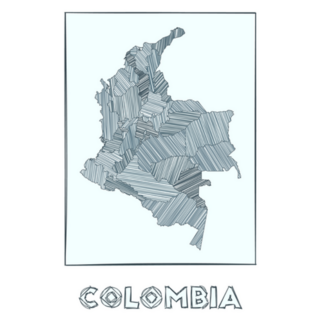 Sketch Map Of Colombia Grayscale Sticker
