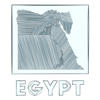 Sketch Map Of Egypt Grayscale Hand Drawn Sticker