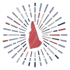 Sketch Map Of New Hampshire Sunburst Sticker
