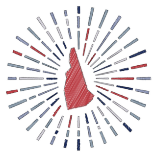 Sketch Map Of New Hampshire Sunburst Sticker
