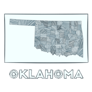 Sketch Map Of Oklahoma Abstract Lettering Sticker