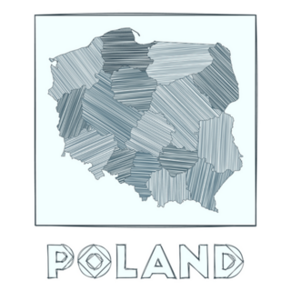 Sketch Map Of Poland Grayscale Sticker