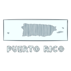 Sketch Map Of Puerto Rico Lettering Theme Sticker