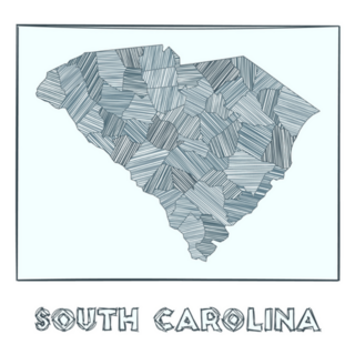 Sketch Map Of South Carolina With Hachure Stripes Sticker