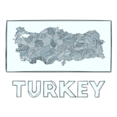 Sketch Map Of Turkey Grayscale Sticker