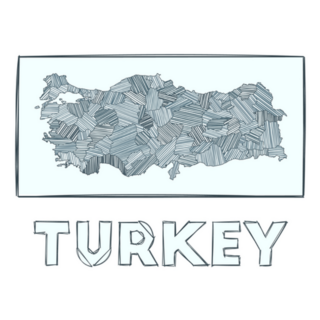 Sketch Map Of Turkey Grayscale Sticker