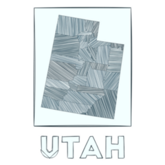 Sketch Map Of Utah Grayscale Hand Drawn Sticker