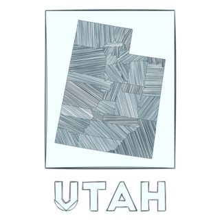 Sketch Map Of Utah Grayscale Hand Drawn Sticker