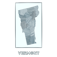 Sketch Map Of Vermont Grayscale Sticker