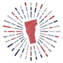 Sketch Map Of Vermont Sunburst Style Sticker