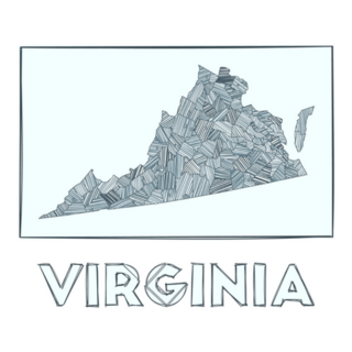 Sketch Map Of Virginia Grayscale Hand Drawn Sticker