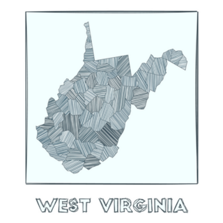 Sketch Map Of West Virginia Grayscale Sticker