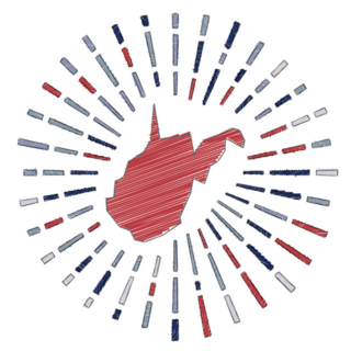 Sketch Map Of West Virginia Sunburst Sticker