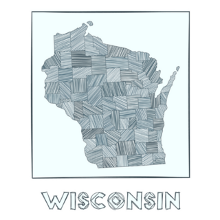Sketch Map Of Wisconsin Grayscale Sticker