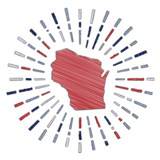 Sketch Map Of Wisconsin Sunburst Sticker