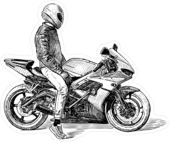 Sketch Of A Person On A Motorcycle Sticker