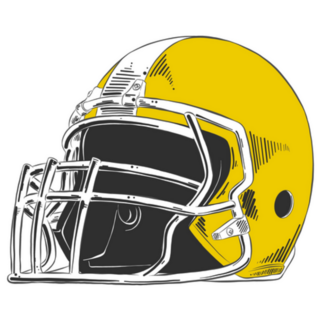 Sketch Of American Football Helmet In Yellow Sticker
