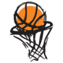 Sketch of Basketball in Hoop Sticker