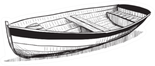 Sketch Of Boat On Beach Sticker