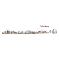 Sketch Of Doha City Qatar Skyline Sticker