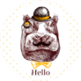 Sketch Of Hippopotamus Head Bow Tie Sticker