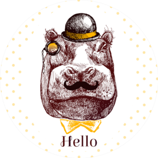 Sketch Of Hippopotamus Head Bow Tie Sticker
