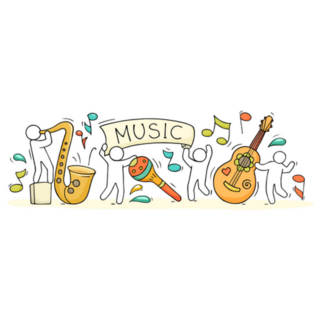 Sketch Of Music Class With Happy Little People Sticker