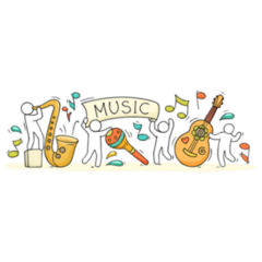 Sketch Of Music Class With Happy Little People Sticker