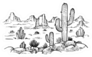 Sketch Of The Desert Landscape In Arizona Sticker