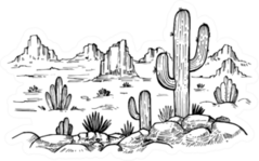 Sketch Of The Desert Landscape In Arizona Sticker