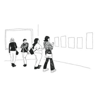 Sketch People At Art Gallery Travel Sticker