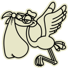 Sketch Stork On Beige Sticker