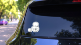 Sketch Traditional Asian Tea Set Sticker on a Rear Car Window (New) example