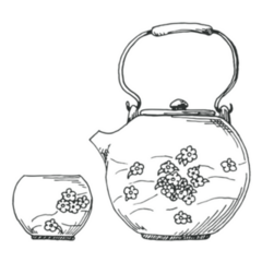 Sketch Traditional Asian Tea Set Sticker