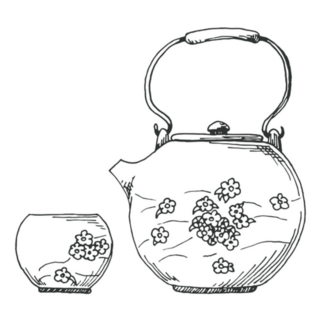 Sketch Traditional Asian Tea Set Sticker