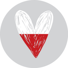 Sketched Heart In Poland Flag Sticker