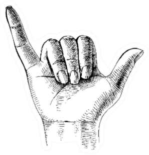 Sketched Shaka Hand Detailed Sticker