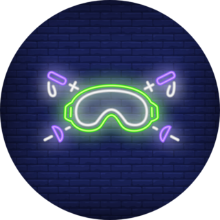 Ski Goggles And Poles Neon Sign Sticker