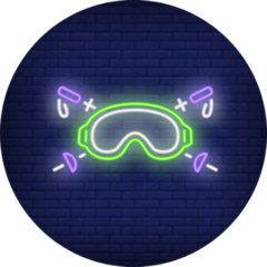 Ski Goggles And Poles Neon Sign Sticker