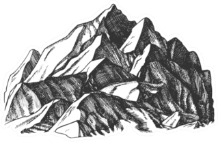 Ski Mountain Illustration Sticker