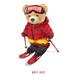 Ski On! Bear Skiing Illustration Sticker