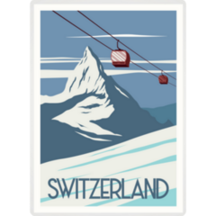 Ski Resort In Switzerland Travel Poster Vintage Sticker