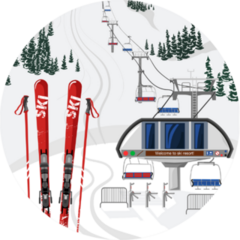 Ski Resort Vacation With Ski Lift Sticker