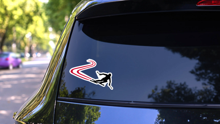 Ski Run With Red Track Sticker on a Rear Car Window (New) example