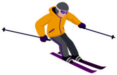 Skier And Snow Yellow Coat Sticker