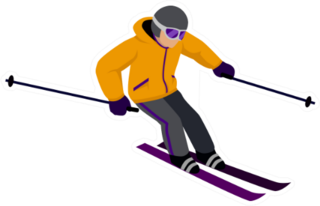 Skier And Snow Yellow Coat Sticker