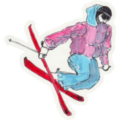 Skier Hand Drawn Illustration Sticker