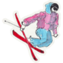 Skier Hand Drawn Illustration Sticker