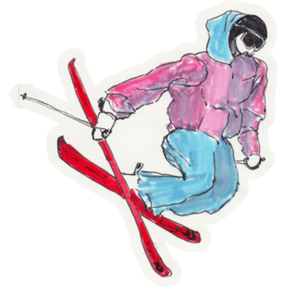 Skier Hand Drawn Illustration Sticker