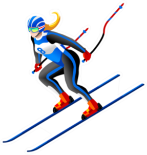 Skiing Downhill Athlete Illustration Sticker
